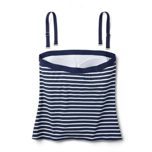Lands' End XS 2-4 Navy Blue Striped Bandeau Tankini Swim Top w/ Straps - Picture 4 of 7